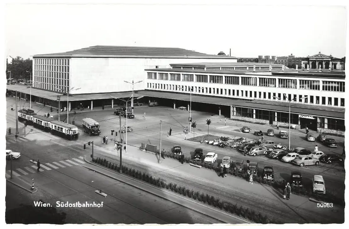 Ansichtskarte Südbahnhof, 1961, Sammlung Wien Museum  