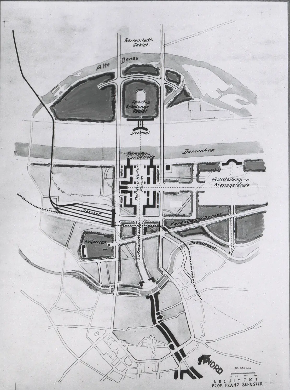 Plan von Franz Schuster zur Schleifung und Neugestaltung der Leopoldstadt, 1938, Foto: Martin Gerlach, Wien Museum  