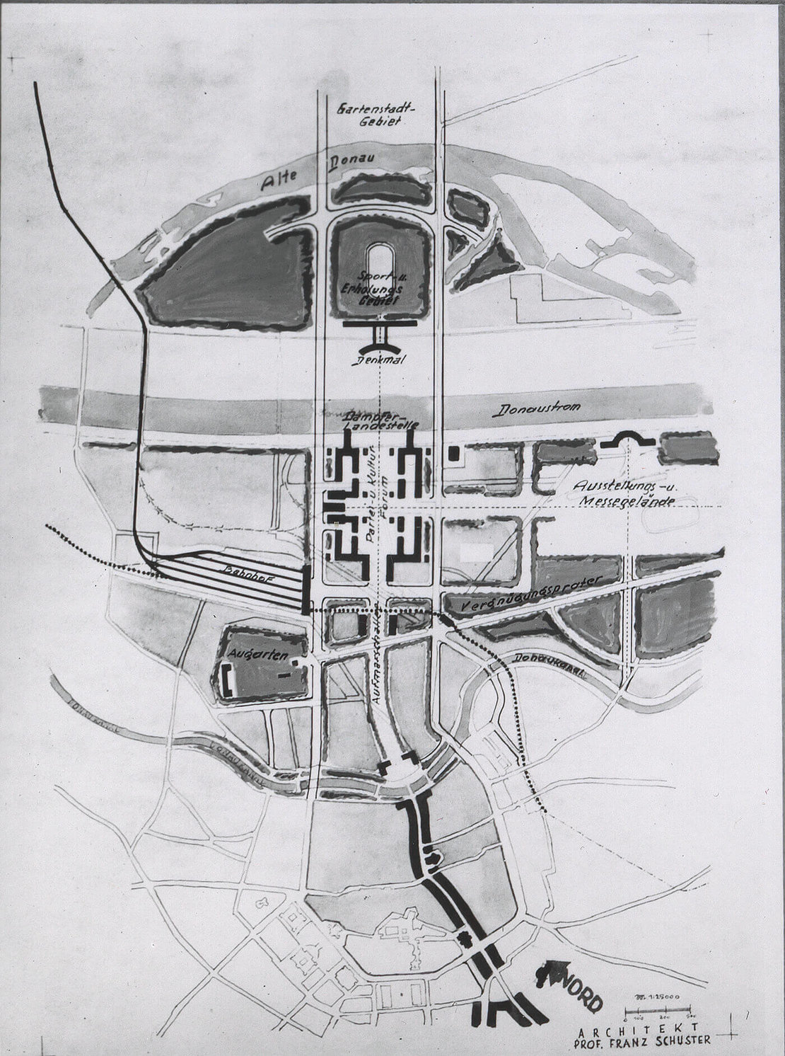 Plan von Franz Schuster zur Schleifung und Neugestaltung der Leopoldstadt, 1938, Foto: Martin Gerlach, Wien Museum 