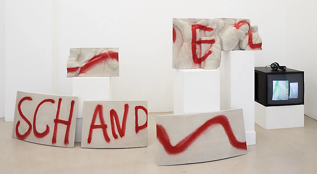 Das Kunstwerk S-C-H-A-N-D-E ist der erste Versuch einer Archivierung der bestehenden Intervention am Lueger-Denkmal, Foto: Christoph Panzer