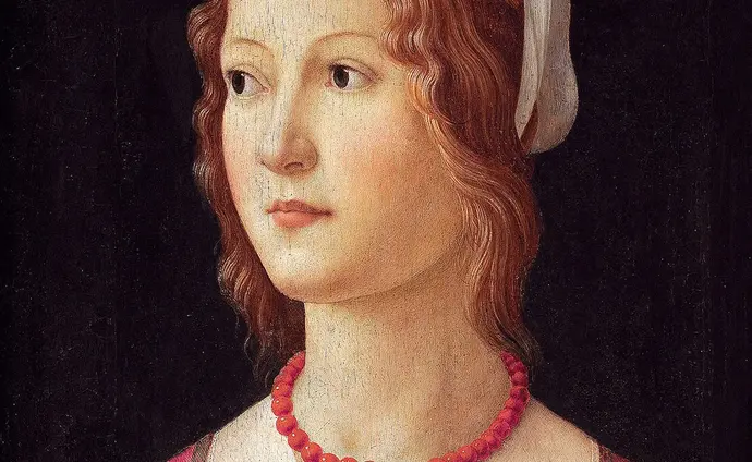 Domenico Ghirlandaio (1448-1494): Ritratto di giovane donna (Ausschnitt), ca. 1490, Museu Calouste Gulbenkian, Foto: Wikimedia Commons