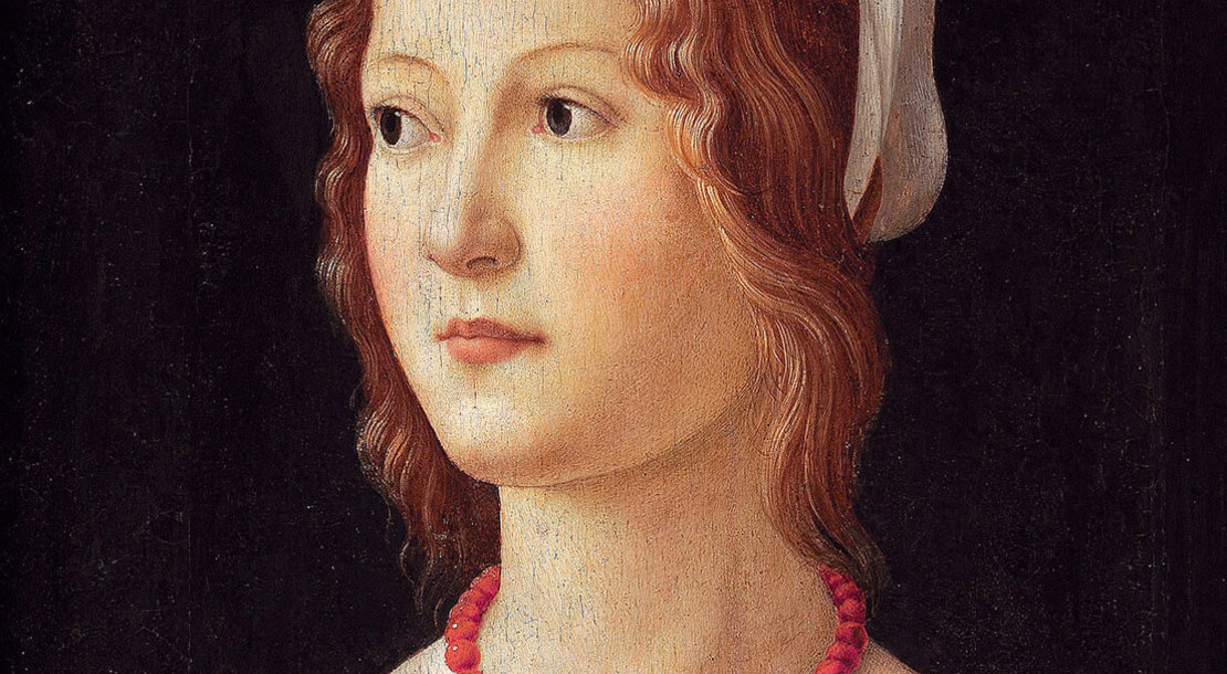 Domenico Ghirlandaio (1448-1494): Ritratto di giovane donna (Ausschnitt), ca. 1490, Museu Calouste Gulbenkian, Foto: Wikimedia Commons 
