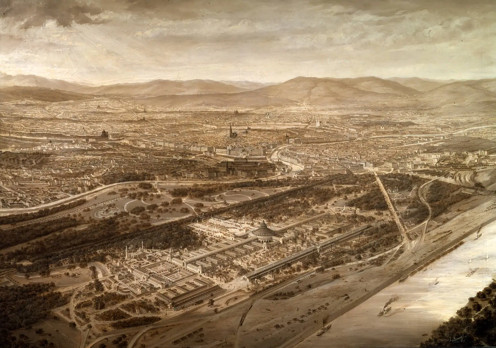 Josef Langl: Wien zur Zeit der Weltausstellung, 1873, Öl auf Leinwand, Wien Museum  