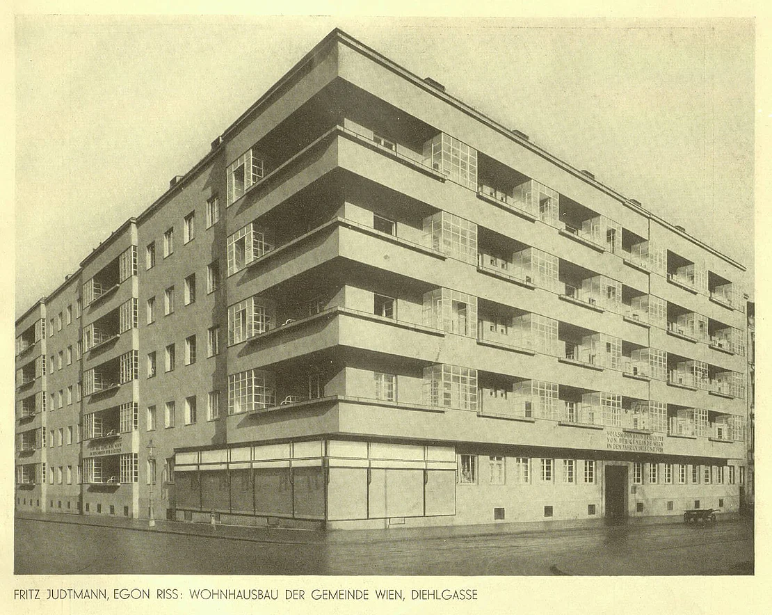 Der Gemeindebau in der Brandmayergasse/Diehlgasse, 1930, Foto: Österreichische Bau- und Werkkunst, Quelle: ANNO/ÖNB