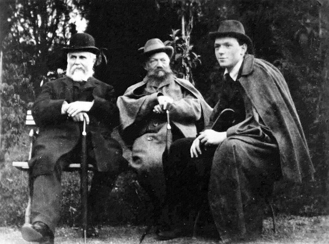 Otto Neurath (rechts) mit seinem Vater Wilhelm Neurath (Mitte), ca. 1900, Österreichische Nationalbibliothek, Wien