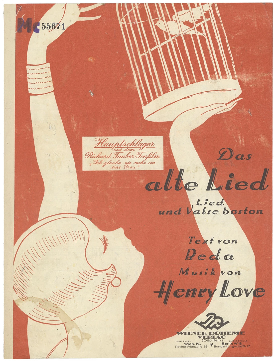 Titelblatt des Musikdruckes „Das alte Lied“, 1927, Wienbibliothek im Rathaus, Mc-55671