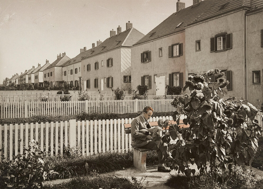 Franz Schacherl, Franz Schuster: Siedlung „Am Wasserturm“, 1923/24, Foto: Martin Gerlach jun., Aufnahme um 1930, Wien Museum, Inv.-Nr. 59161/614