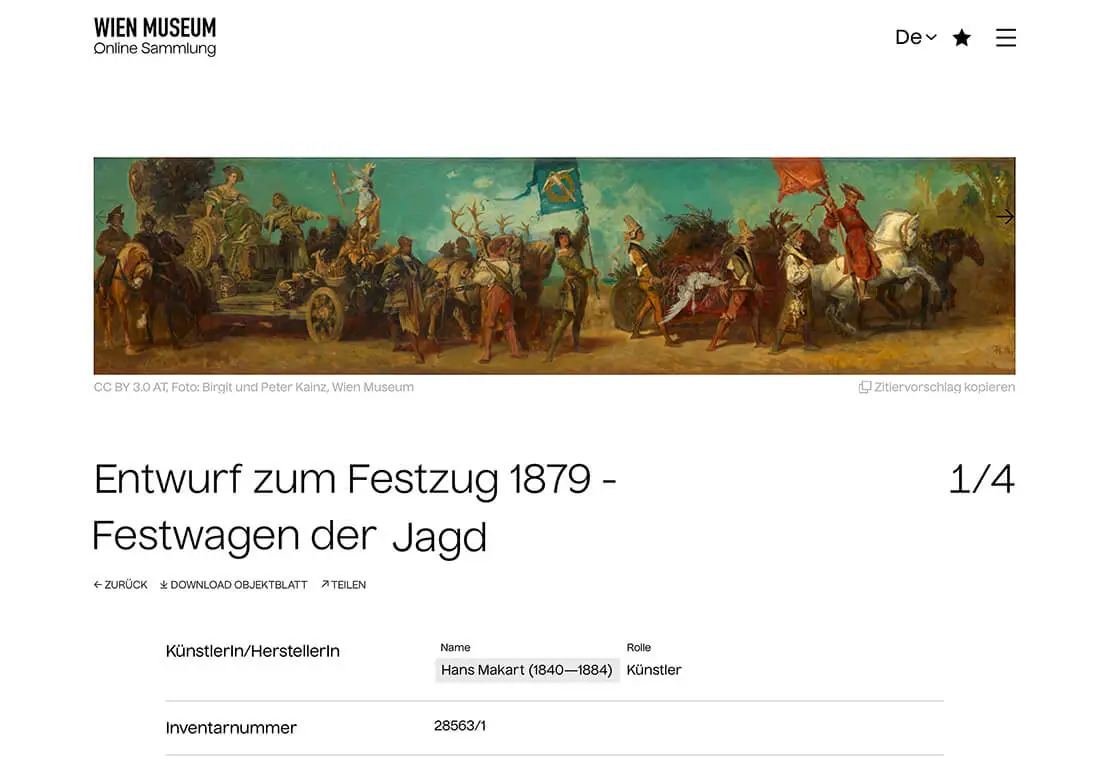 Detailansicht eines Suchergebnisses  