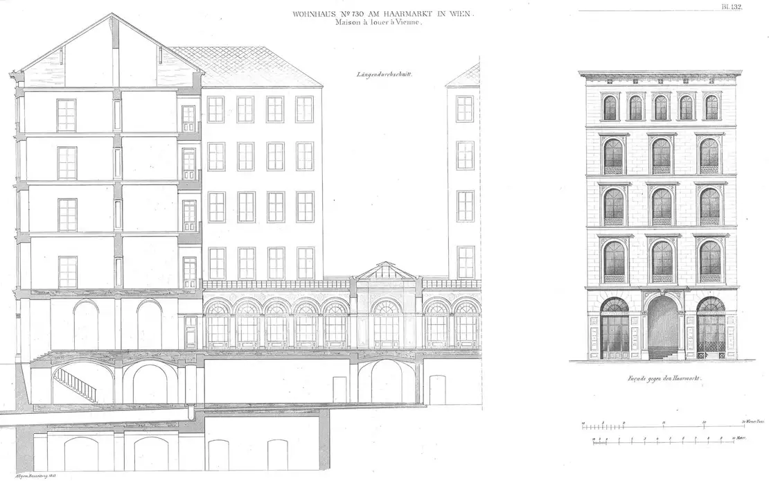 Manetti’sches Haus am Haarmarkt, in: Allgemeine Bauzeitung 1847, Tafel 132, ANNO/ÖNB