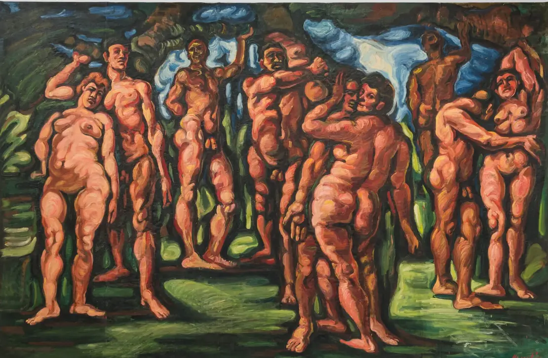 Fritz Martinz: Großer Liebesgarten, 1959/60, Öl auf Leinwand, Bildrecht, Wien 2025  