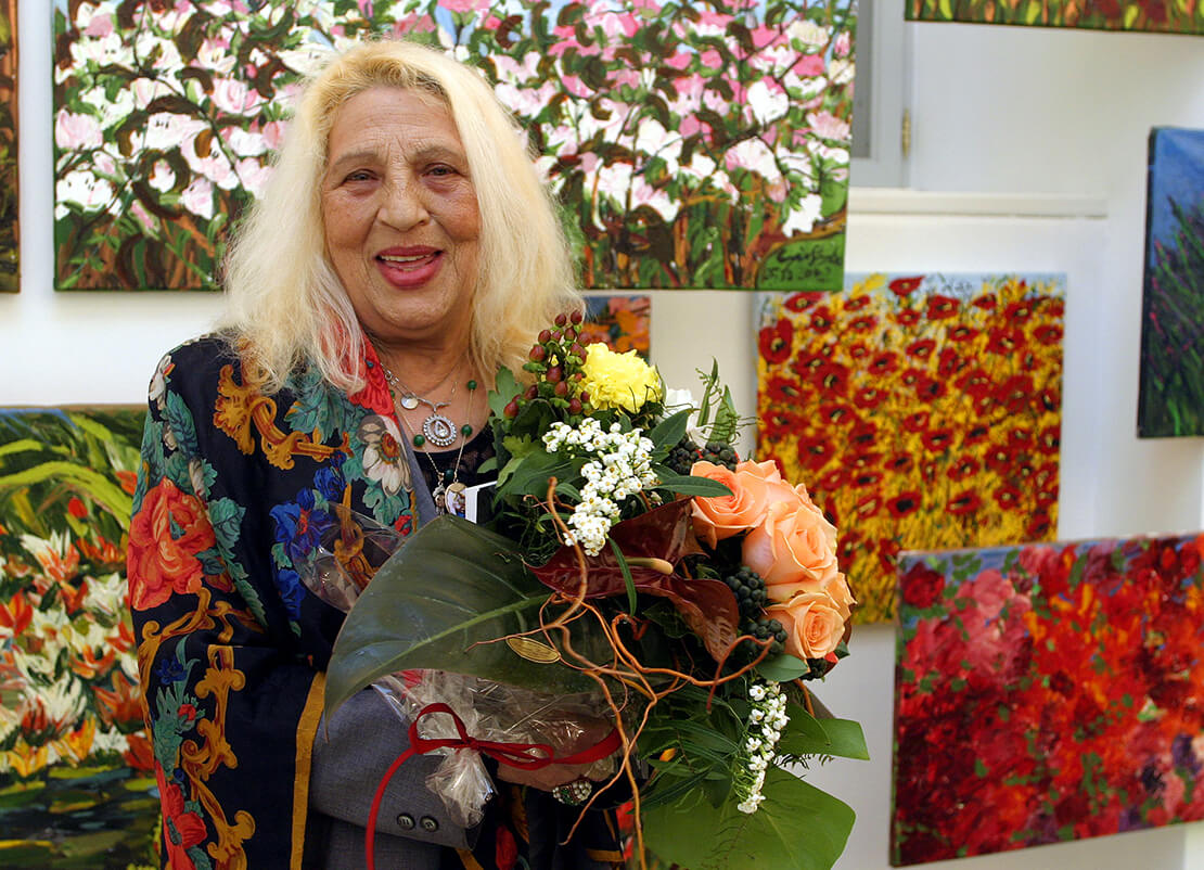 Ceija Stojka bei der Eröffnung ihrer Ausstellung „ceija stojka.leben!“ im Jüdischen Museum 2004. Foto: Votava/Imagno/Picturedesk.com 