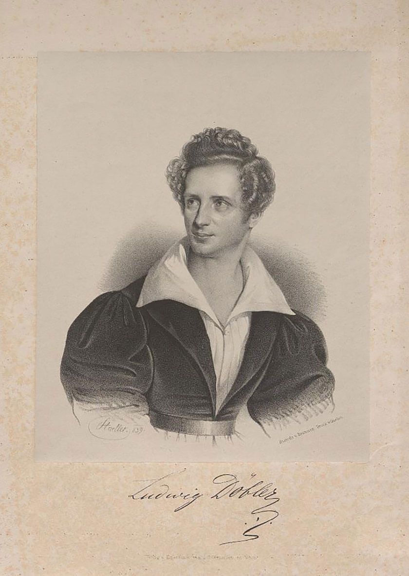 Der Zauberkünstler Ludwig Döbler (1801-1865) auf einer Lithografie von Johann Stadler aus dem Jahr 1839, Sammlung Wien Museum 