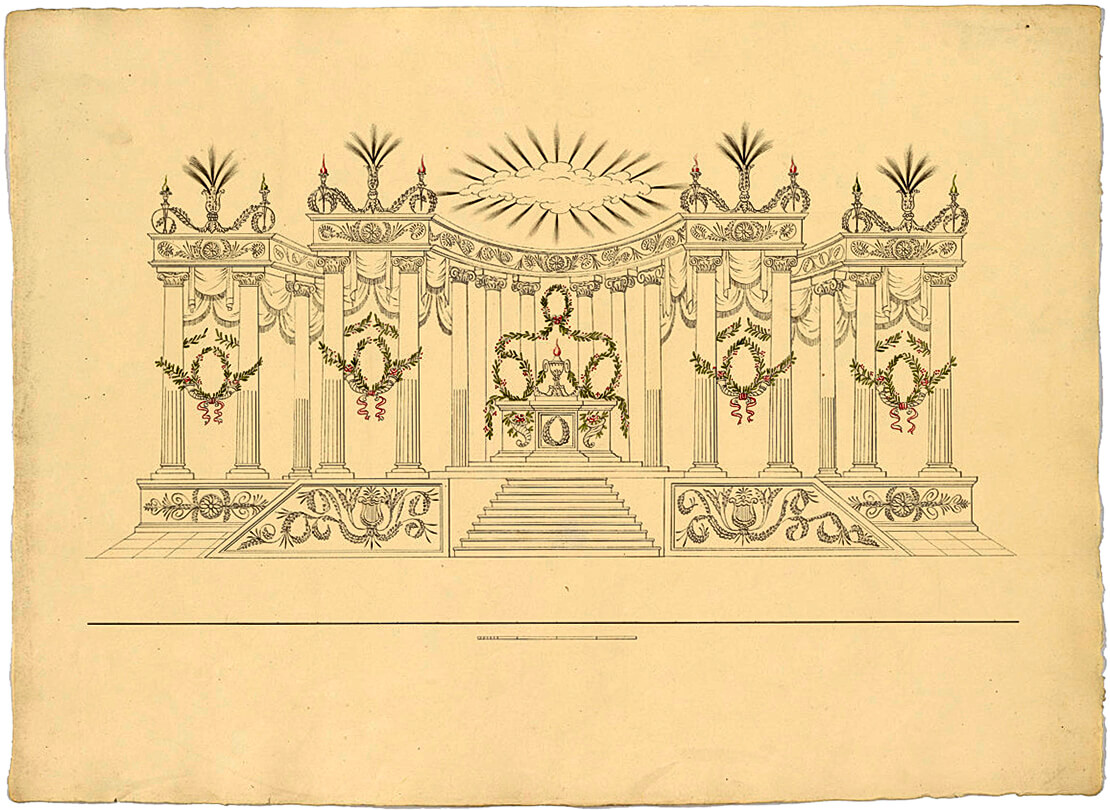 Anton Stuwer: Entwurf für das Feuerwerk „Die Lustfahrt nach dem Sommer Palais nächst Algier", 1830, Wien Museum 