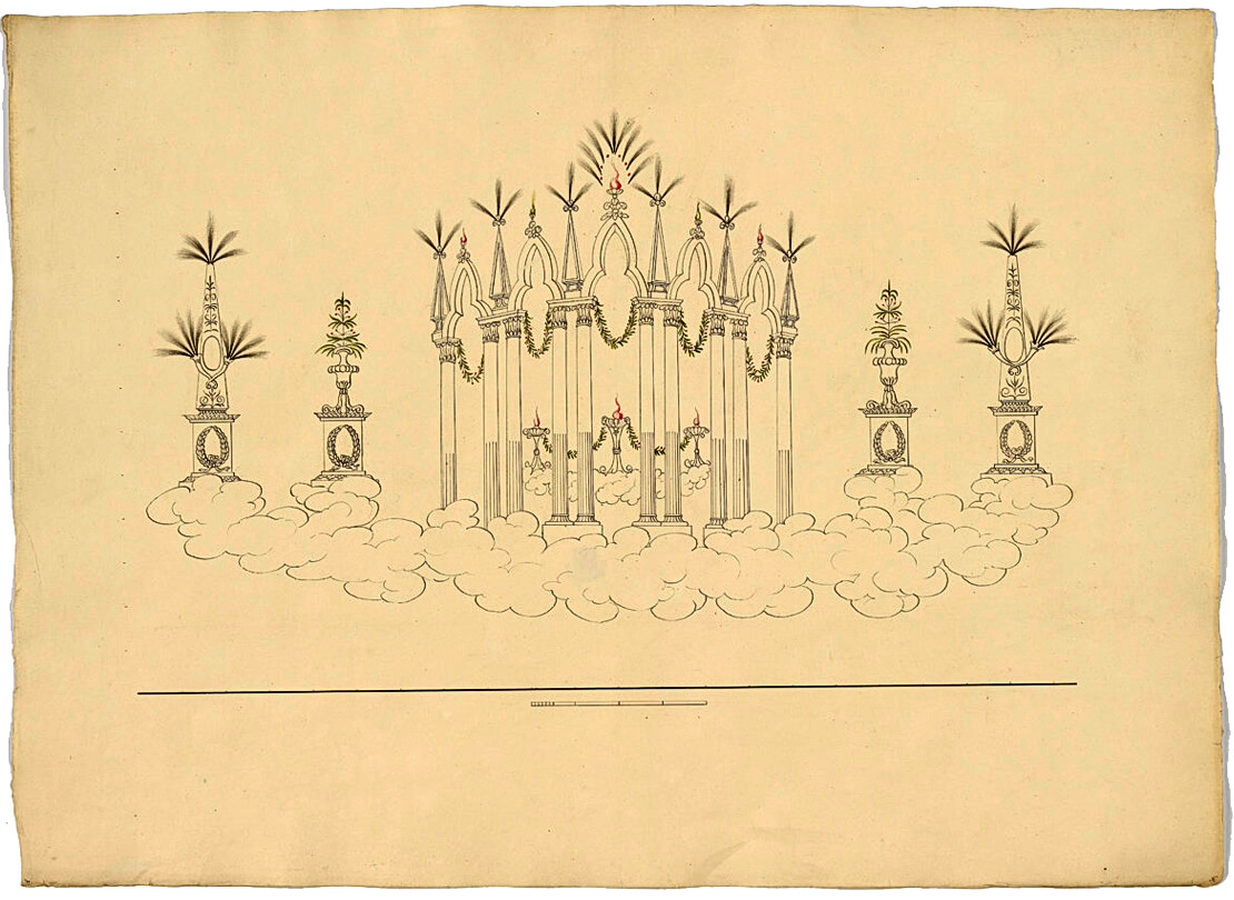 Anton Stuwer: Entwurf für ein Feuerwerk, um 1830, Wien Museum 