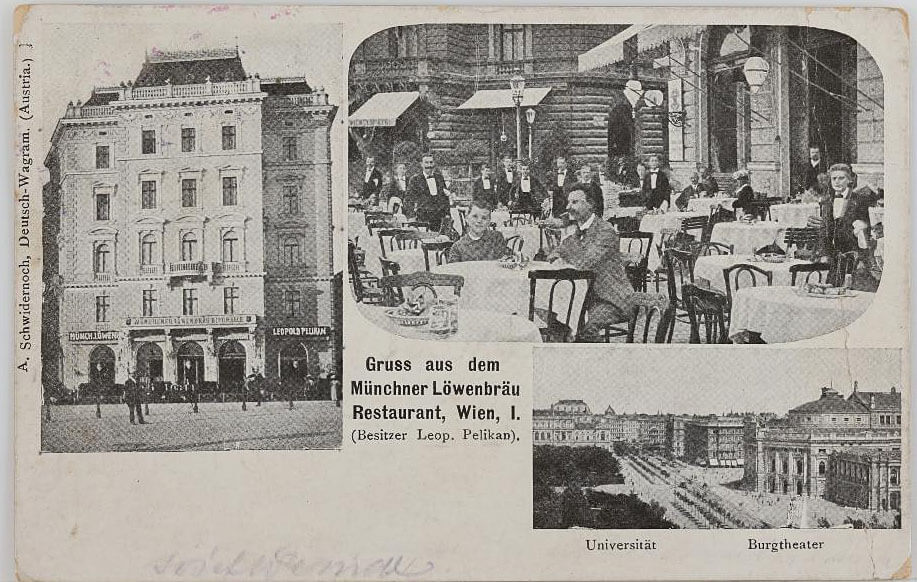 Münchener Löwenbräu am Universitätsring, Postkarte, um 1905, Wien Museum 