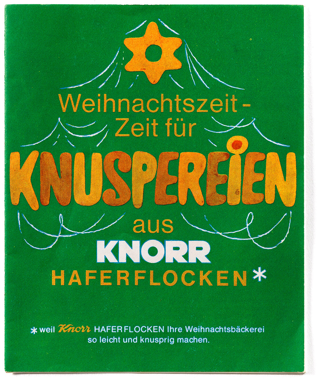 Rezeptbroschüre der Firma Knorr für Weihnachtsbäckerei aus Haferflocken, um 1970, Wien Museum 