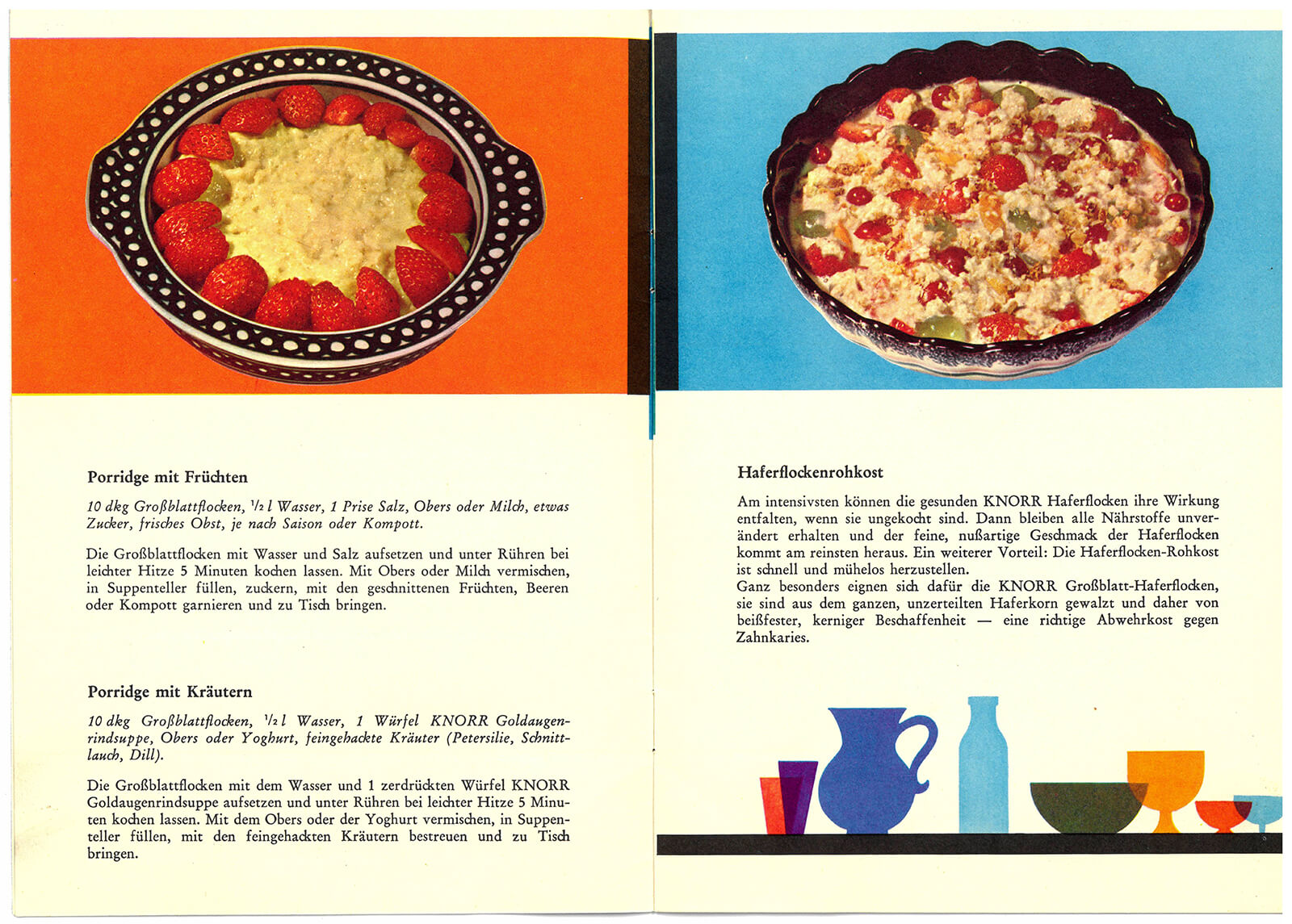 Porridgerezepte aus einer Broschüre der Firma Knorr, 1960er Jahre, Privatbesitz Susanne Breuss 