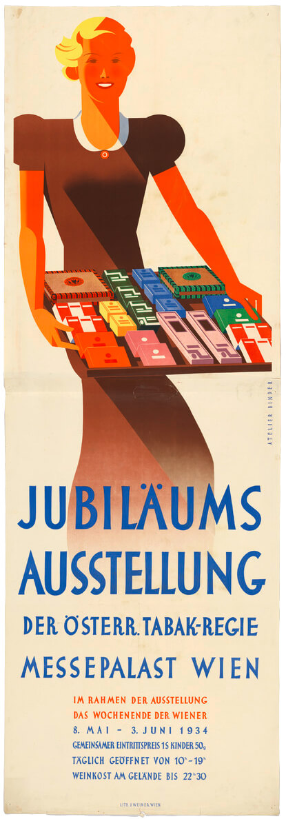 Joseph Binder: Plakat zur Jubiläumsausstellung der Österreichischen Tabakregie, 1934, Wien Museum 