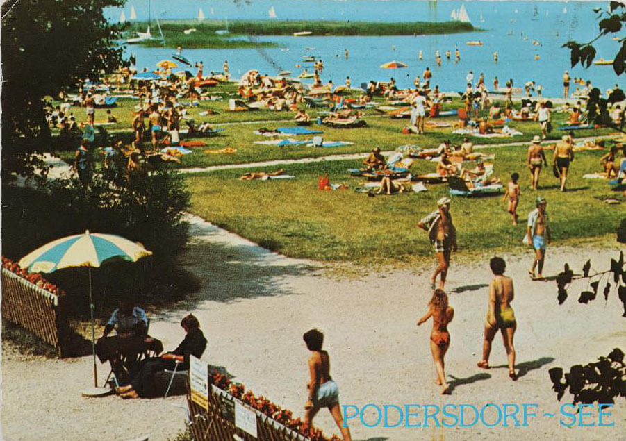 Ansichtskarte Strand bei Podersdorf, um 1975, Wien Museum 