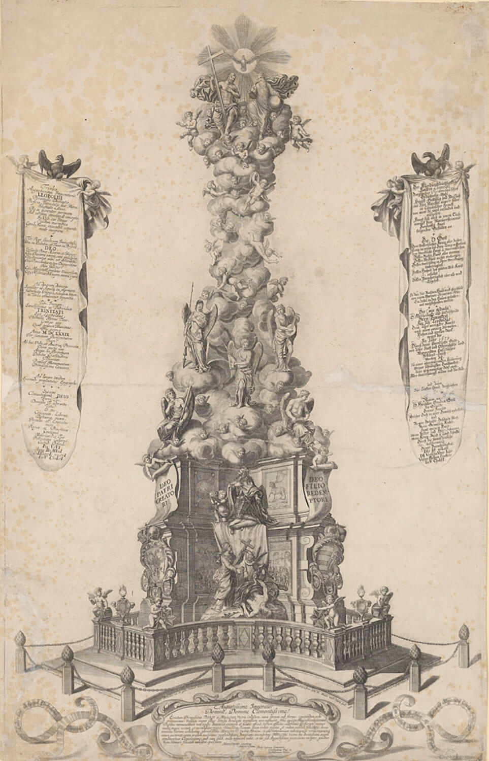 Die Pestsäule am Graben, um 1693, Kupferstich nach Lodovico Burnacini, Sammlung Wien Museum 