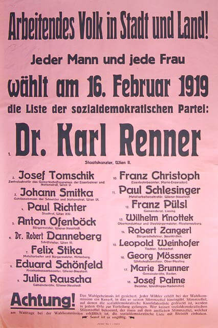 Wahlplakat 1919, Wienbibliothek im Rathaus, Plakatsammlung, AC10651124 