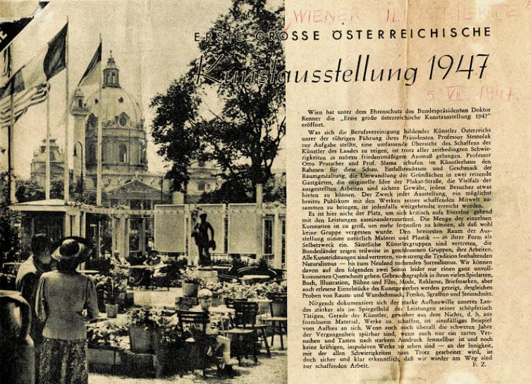 Bericht in der Wiener Illustrierten am 5.7.1947, Archiv der Berufsvereinigung der bildenden Künstler Österreichs, LV Wien NÖ Bgld 