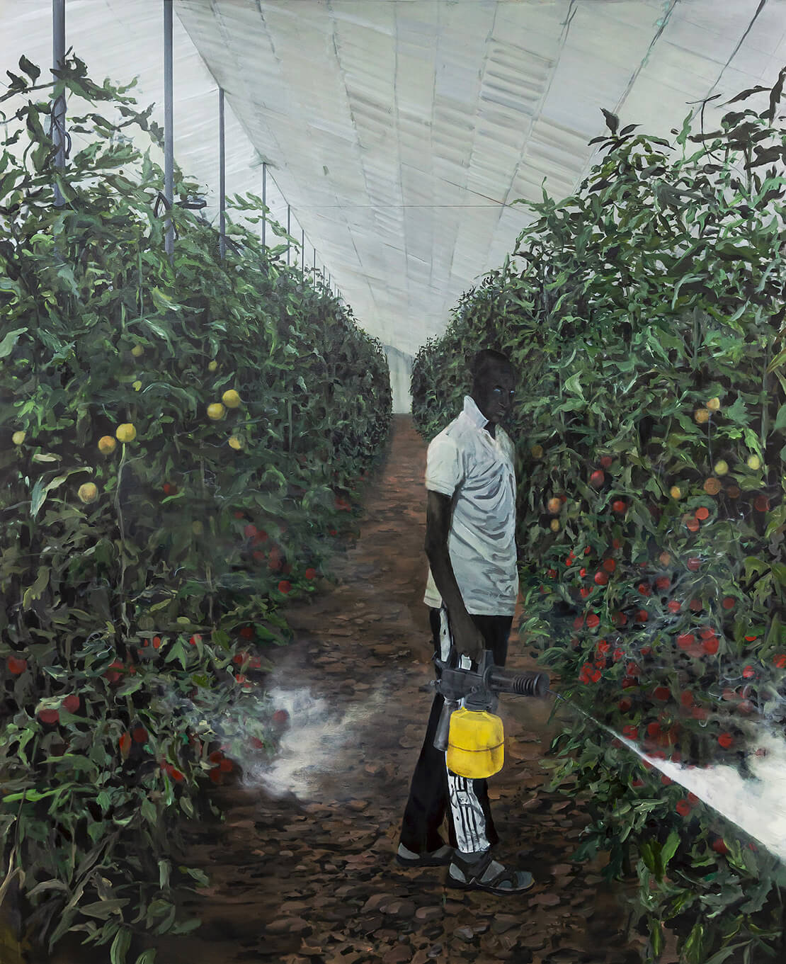 Tim Sandow: Camp David, 2020, Acryl auf Leinwand, 220 x 180 cm, Foto: Galerie Droste 
