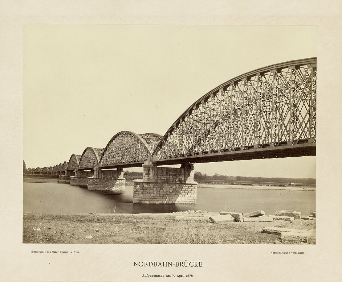 Nordbahnbrücke, aufgenommen am 7. April 1877, Fotografie von Oscar Kramer, Wien Museum 