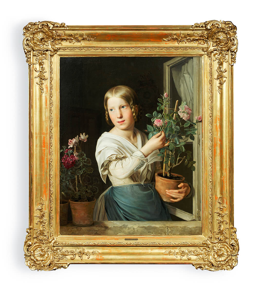 Rosalia Amon: Mädchen am Fenster, Öl auf Leinwand, 1849, Wien Museum 