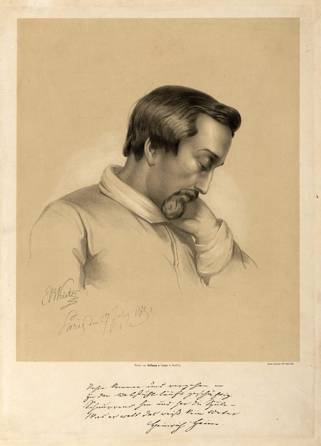 E.B. Krietz: Porträt Heinrich Heine, undatiert, Houghton Library/Wikimedia Commons 