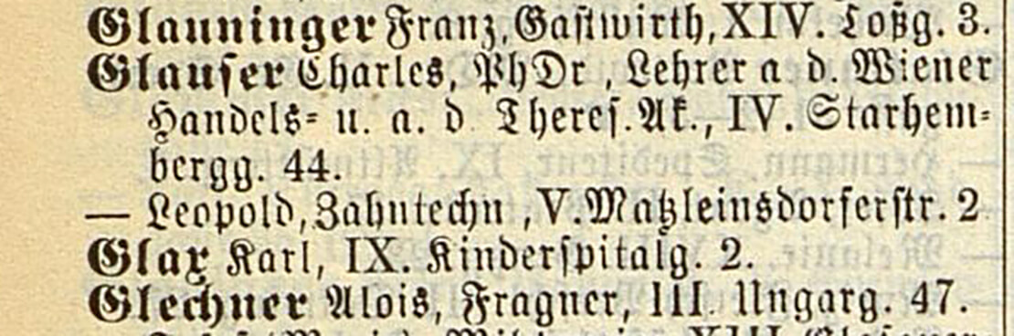 Adressverzeichnis Lehmann 1897, Quelle: Wienbibliothek im Rathaus 