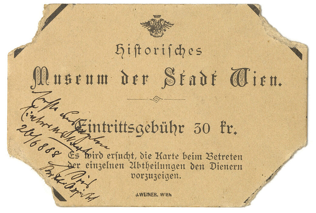 Eintrittskarte für das Historische Museum der Stadt Wien im Rathaus, 1888, Wien Museum 