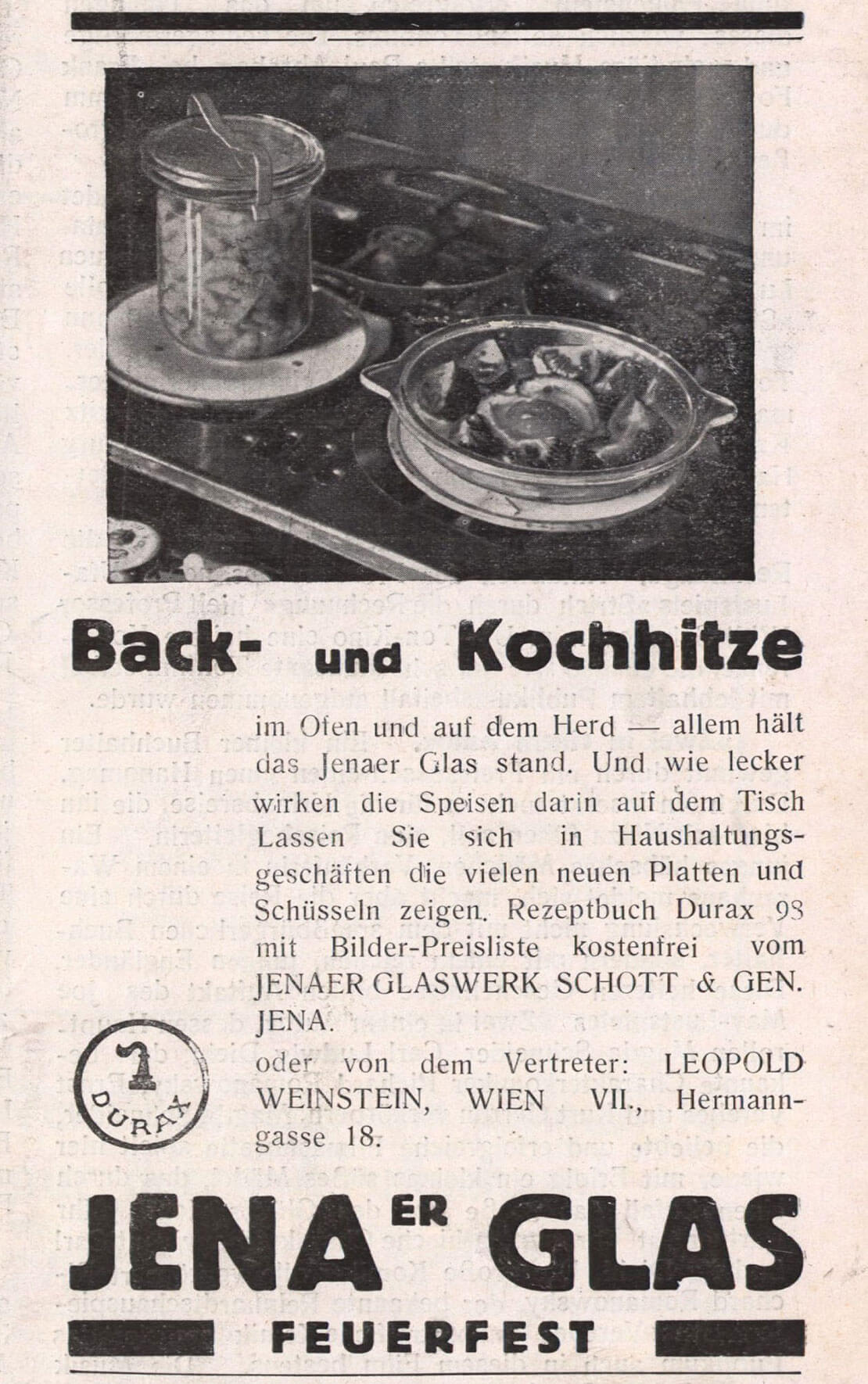 Werbung für Jenaer Glas, in: Illustriertes Familienblatt, H. 21, 1932, ANNO/ÖNB 