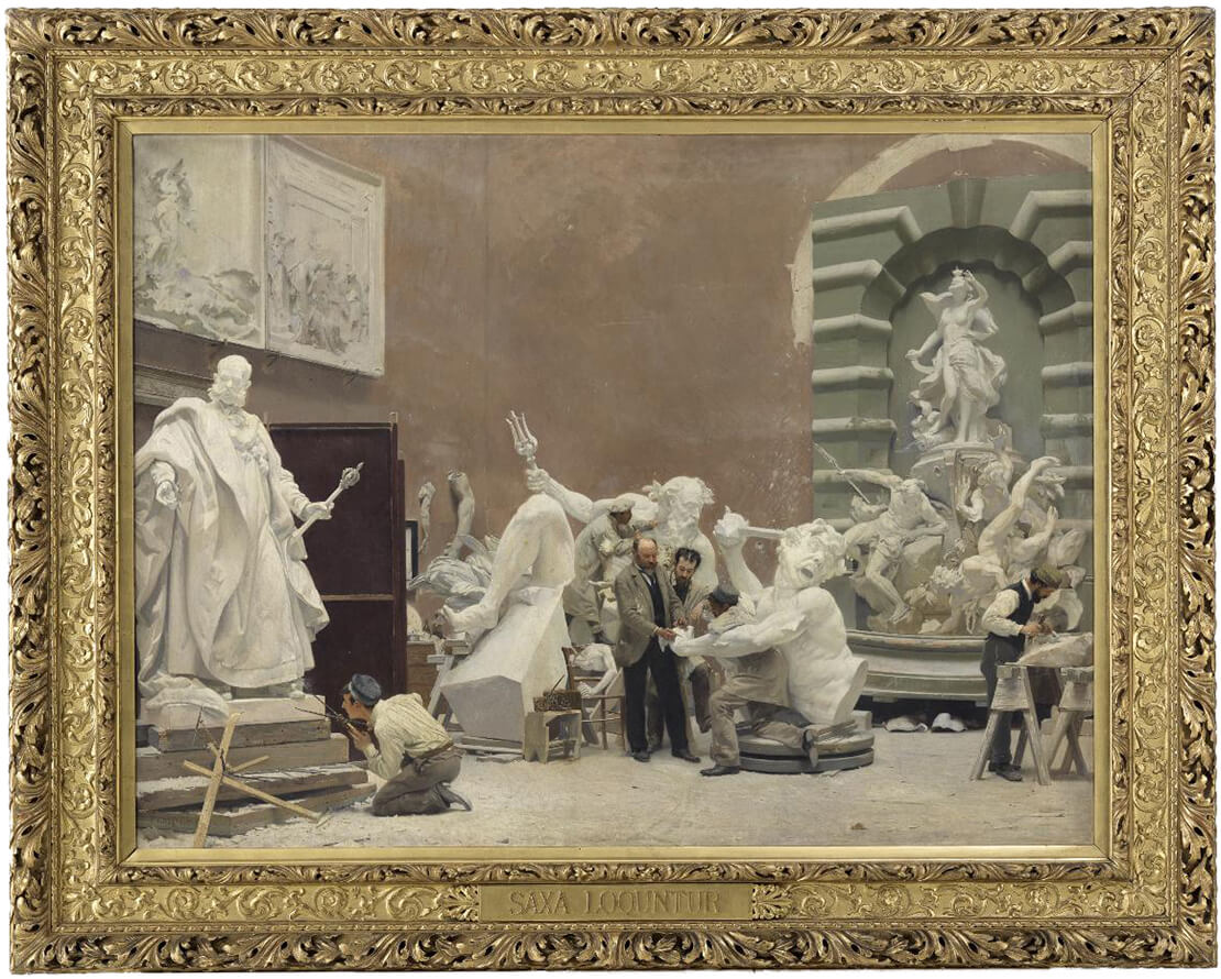 Hatte die besten Chancen: Der Bildhauer Rudolf Weyr, hier in seinem Atelier, Gemälde von Hans Temple, vor 1895, Wien Museum 