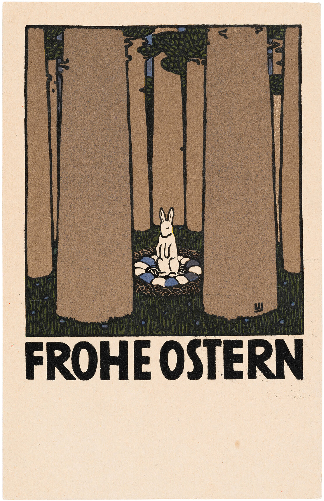 Urban Janke: Postkarte der Wiener Werkstätte Nr. 145: Osterkarte, 1908, Wien Museum 