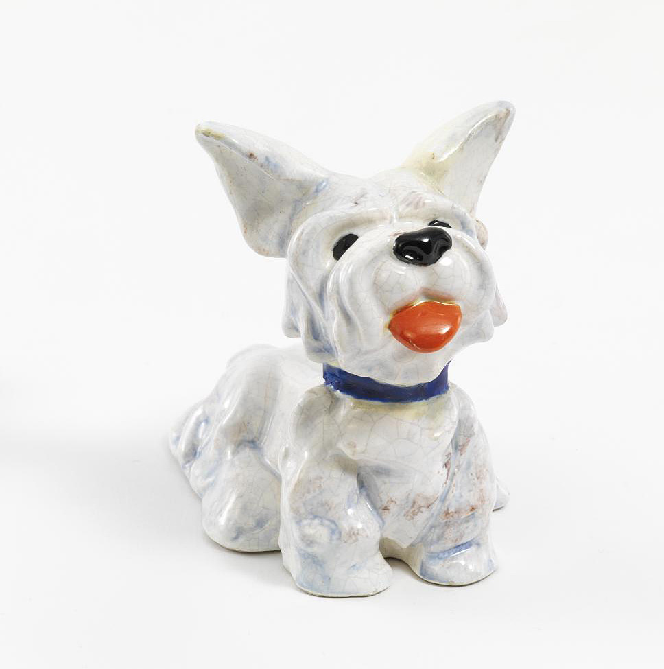 Ida Erdös-Meisinger: Sitzender weißer West Highland Terrier mit blauem Halsband, um 1929/30, Wien Museum 