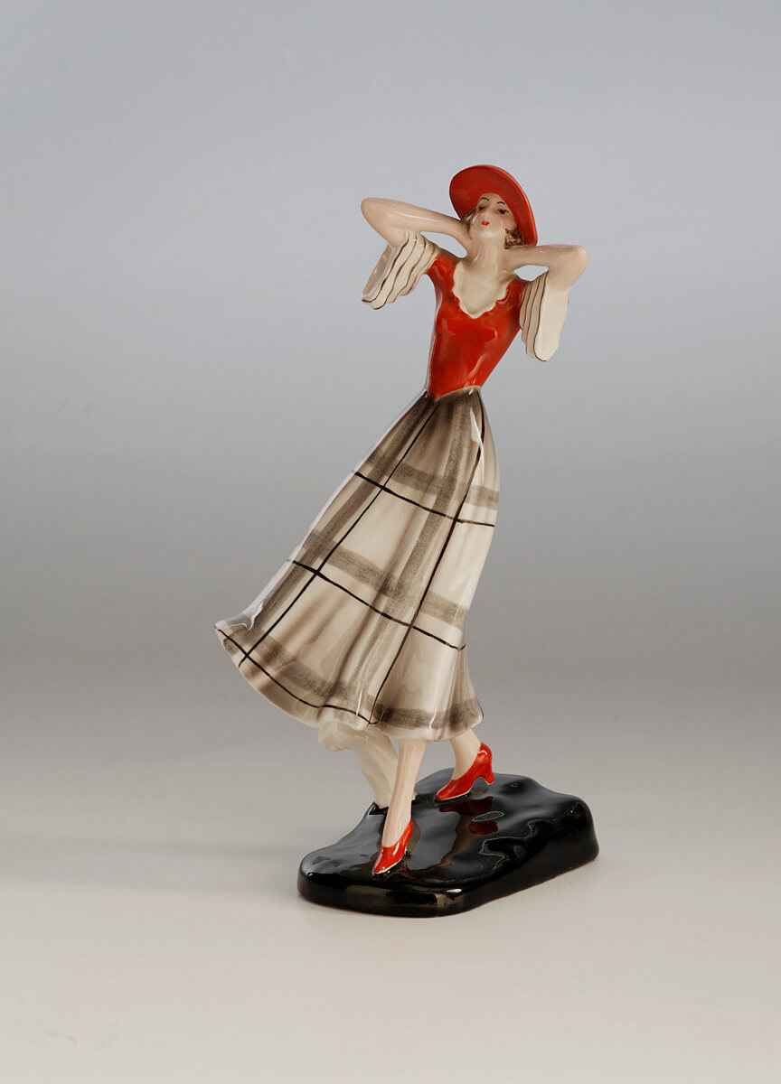 Stephan Dakon: „Im Wind“ (Dame mit rotem Hut und roten Schuhen), um 1930, Wien Museum 