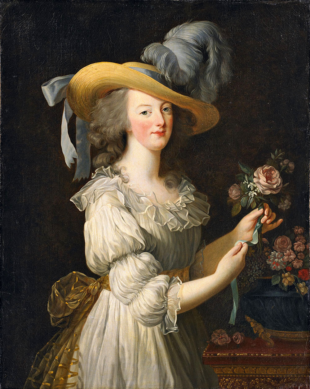 Marie Antoinette in nicht-standesgemäßer Kleidung, gemalt von ihrer Lieblingsporträtistin Élisabeth Vigée Le Brun, 1783. Hessische Hausstiftung, Quelle: Wikimedia Commons 