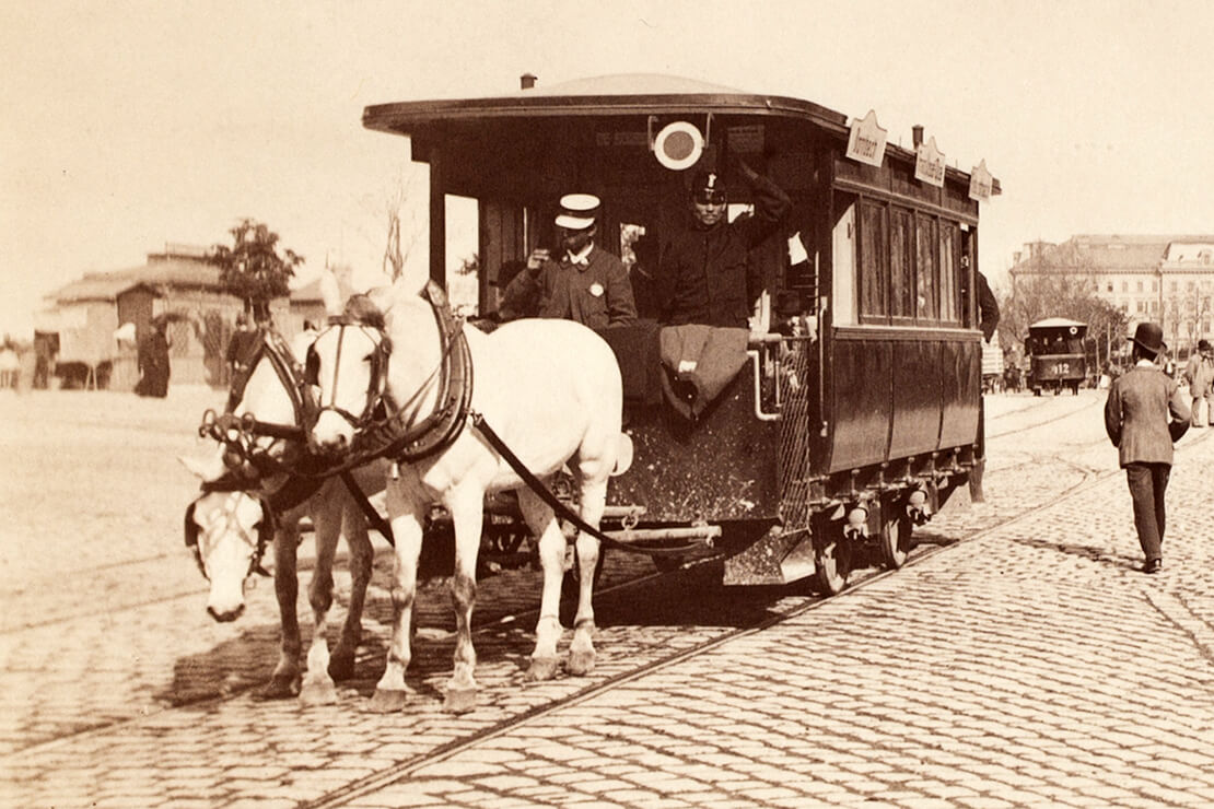 Pferdestraßenbahn am Franz-Josefs-Kai, um 1890, Wien Museum 
