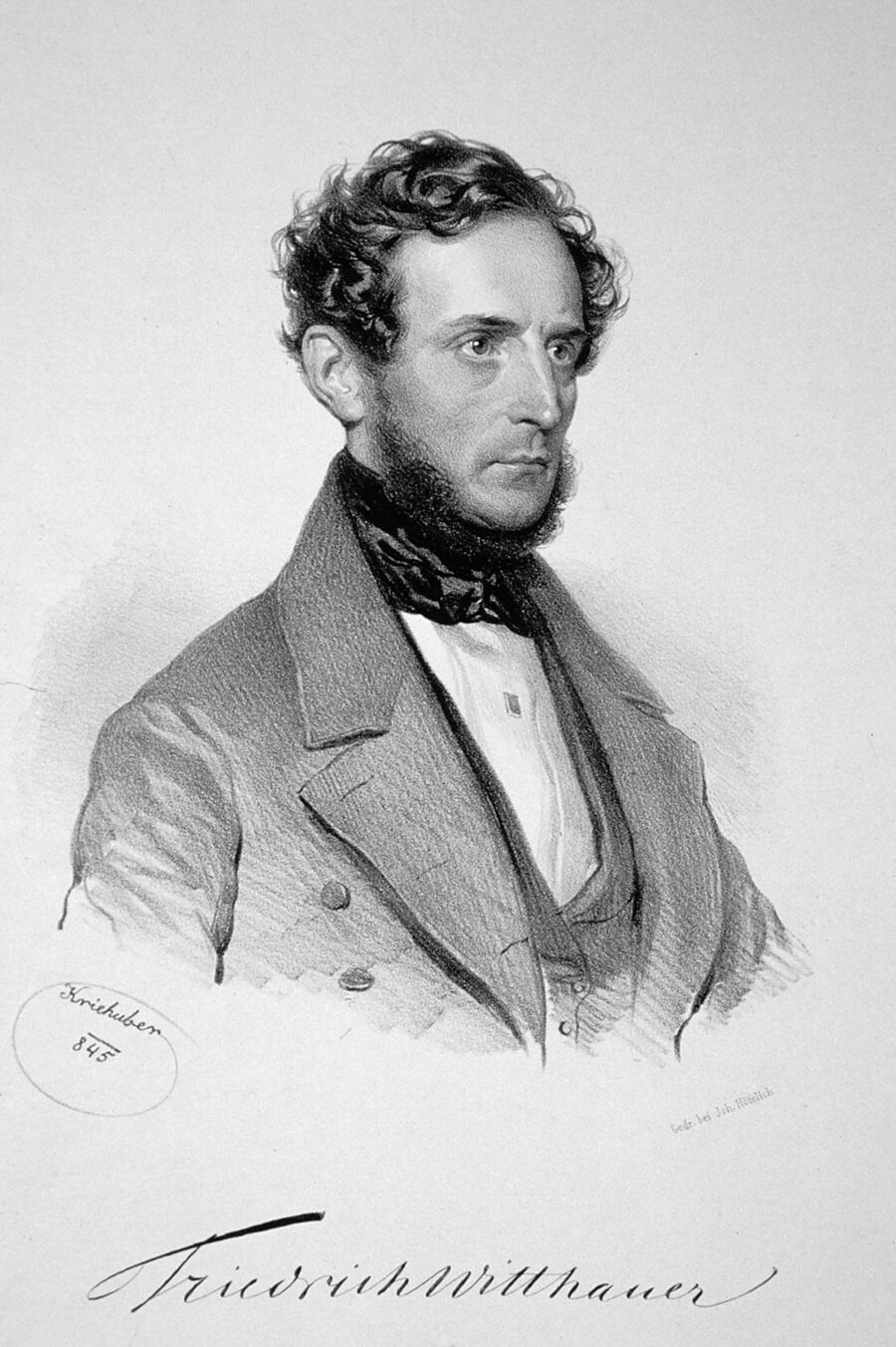 Josef Kriehuber: Friedrich Witthauer, 1845, Lithografie, Wikimedia Commons 