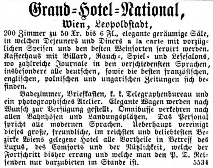 Annonce in der Illustrirten Zeitung vom 27. Mai 1865, ANNO/ÖNB 