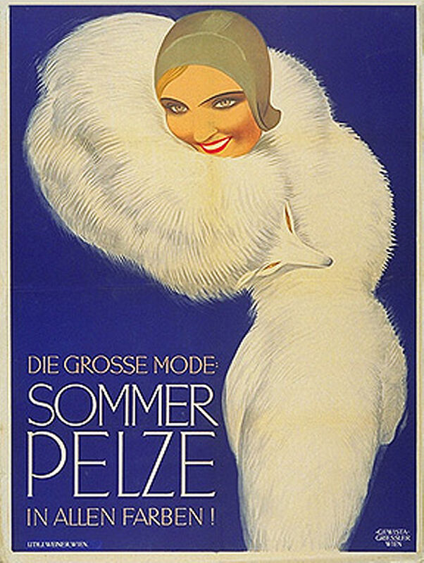 Werbeplakat für Sommerpelze, gestaltet von Franz Griessler, 1927, ÖNB 